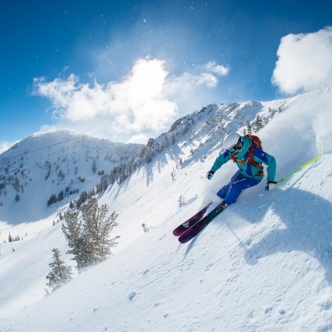 Skiing at Snowbird resort near Salt Lake City, Utah Skiing at Snowbird resort near Salt Lake City, Utah
