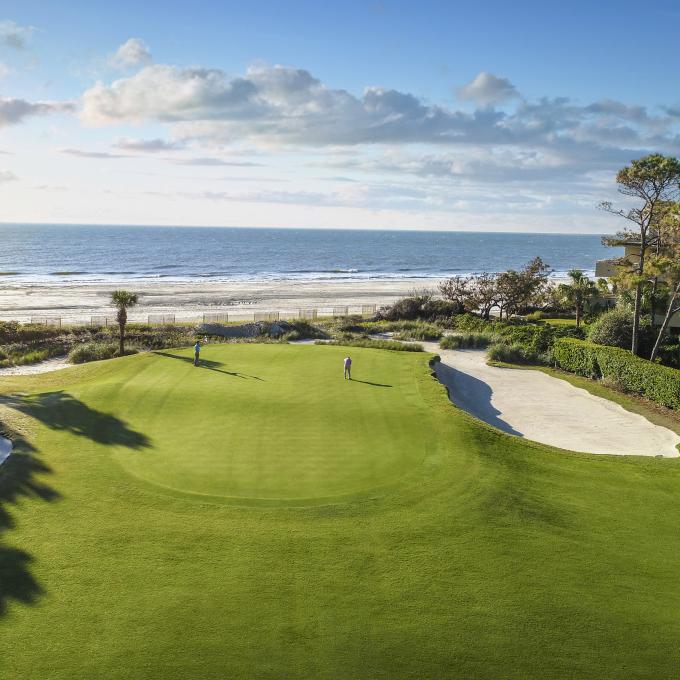 View of the beachfront Atlantic Dunes by Davis Love III golf course on Hilton Head Island, South Carolina View of the beachfront Atlantic Dunes by Davis Love III golf course on Hilton Head Island, South Carolina