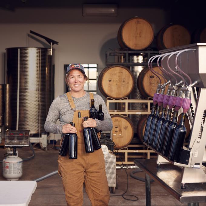 A winemaker at work in a bottling room in Elgin, Arizona A winemaker at work in a bottling room in Elgin, Arizona