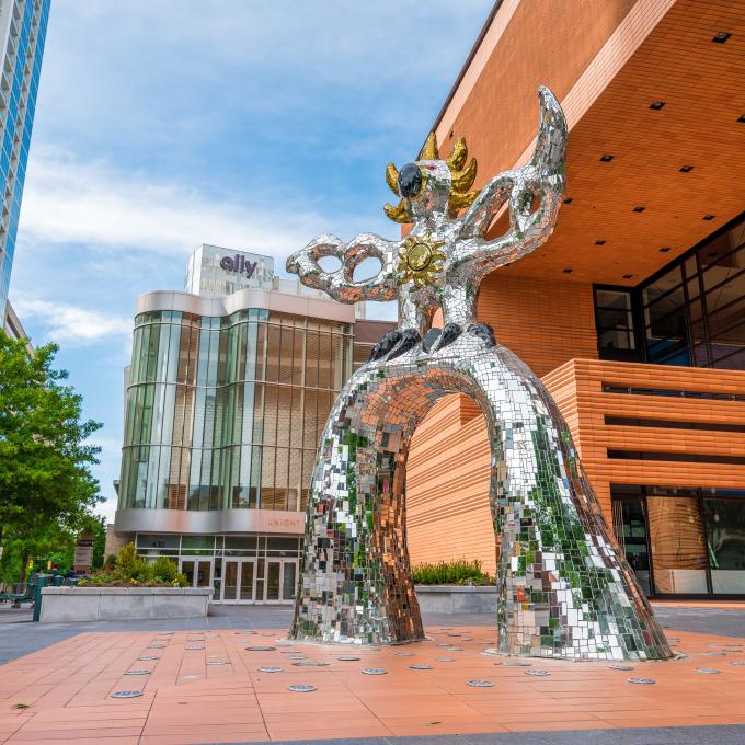 The sculpture Firebird by French American artist Niki de Saint Phalle outside the Bechtler Museum of Modern Art in Charlotte, North Carolina The sculpture Firebird by French American artist Niki de Saint Phalle outside the Bechtler Museum of Modern Art in Charlotte, North Carolina