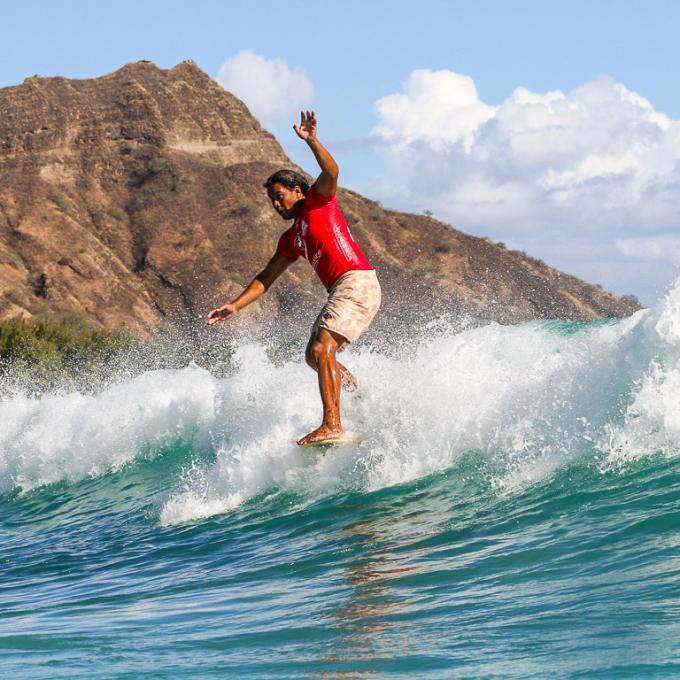 A surfer competes in Duke's Oceanfest in Honolulu, Hawaiʻi A surfer competes in Duke's Oceanfest in Honolulu, Hawaiʻi