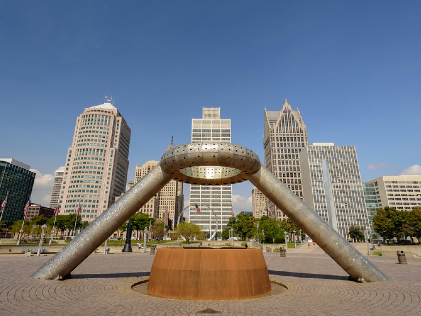 Hart Plaza, where the Movement festival is held in Detroit, Michigan