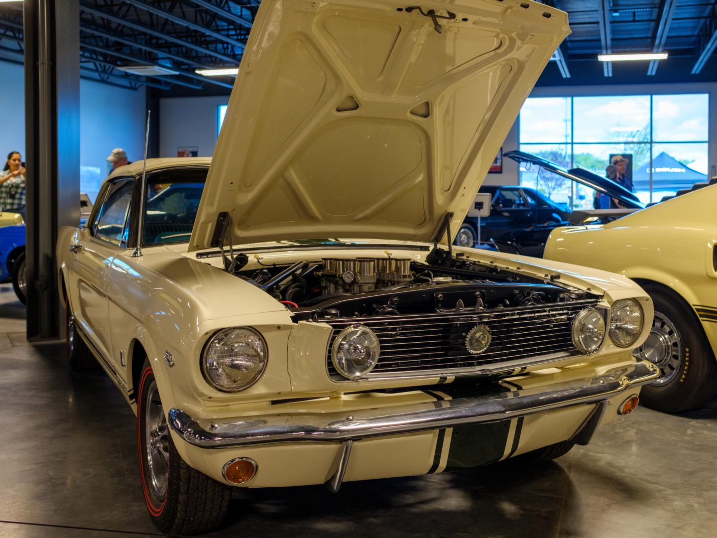 A classic Ford Mustang on display at the Mustang Owners Museum in Concord, North Carolina