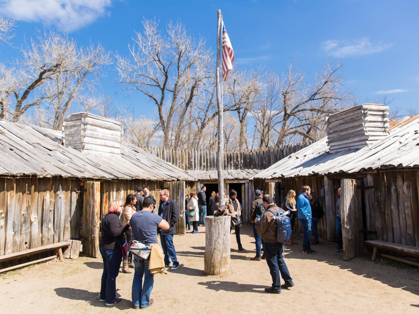 A group tour at Fort Mandan in North Dakota
