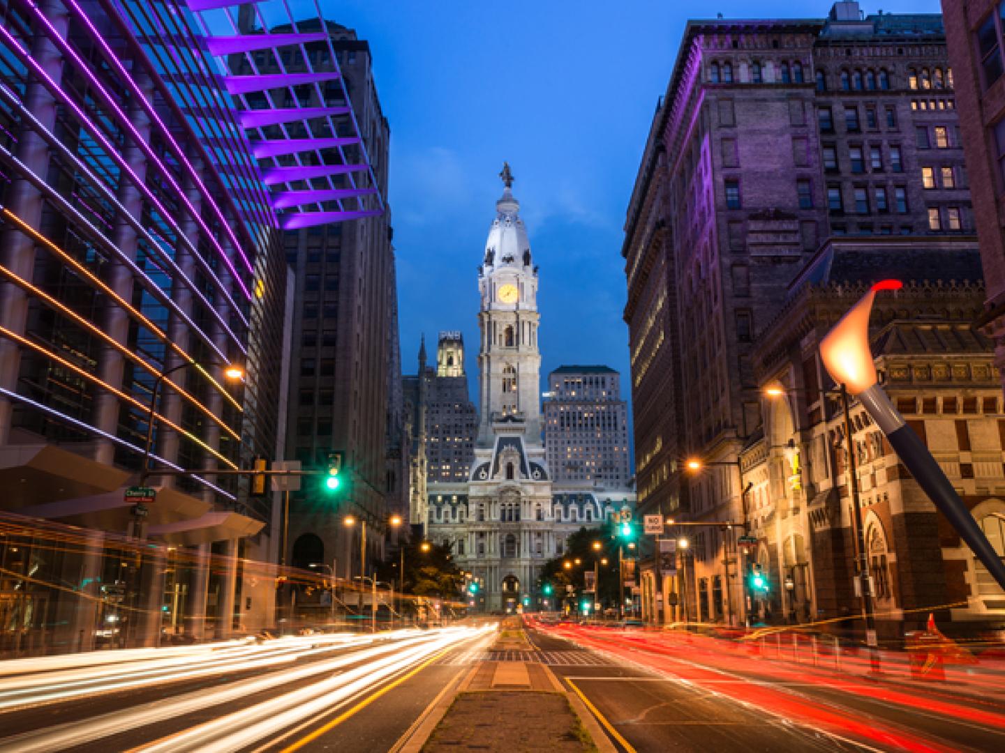 View of Philadelphia City Hall in Center City