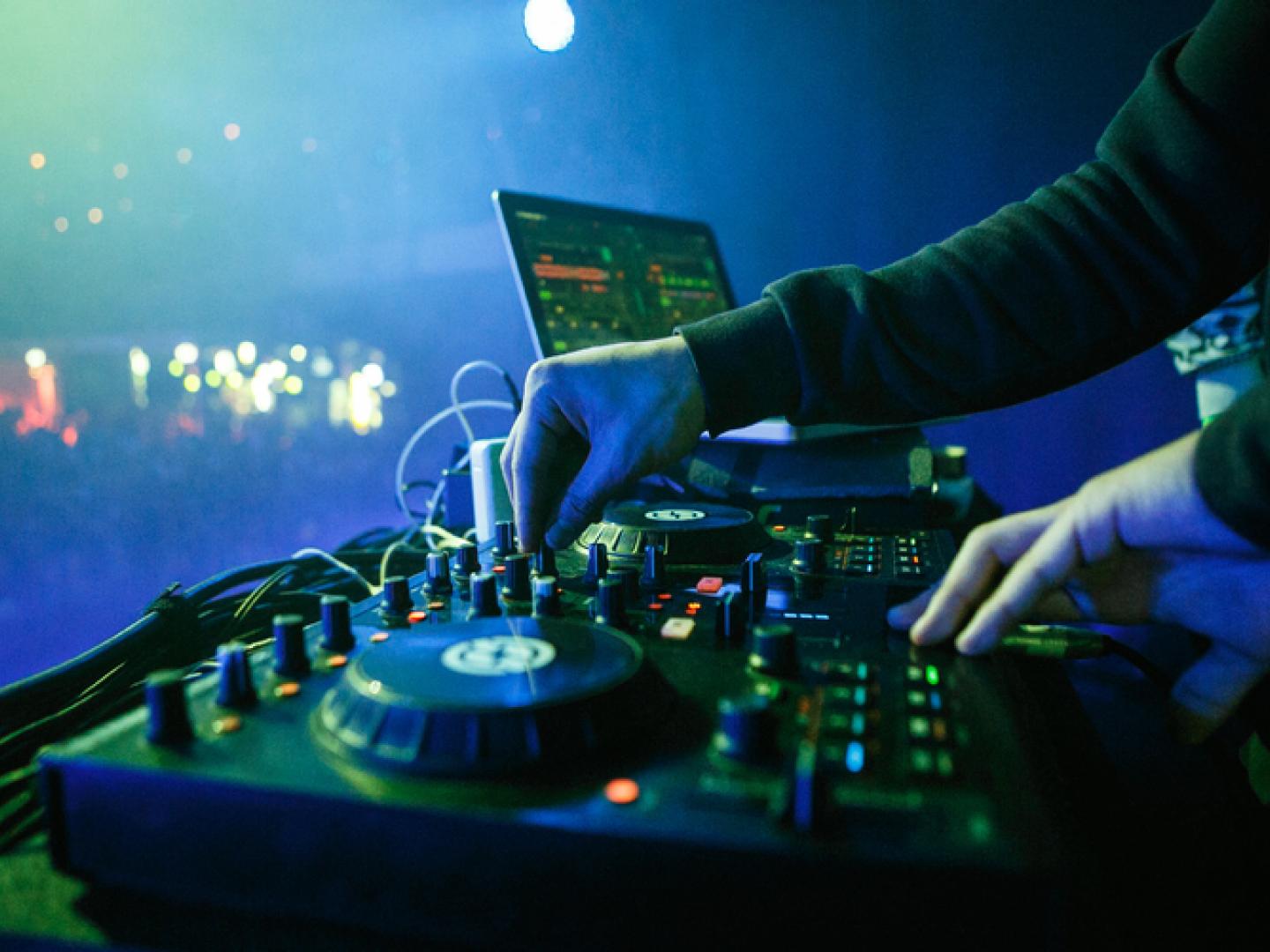 A DJ playing a set at a Chicago, Illinois, nightclub