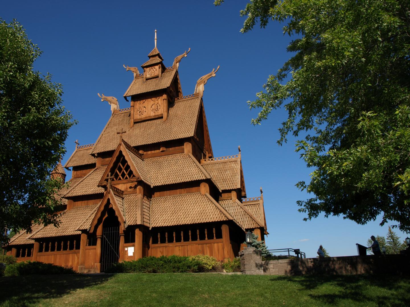 Replica of a Stave church at the Scandinavian Heritage Park in Minot, North Dakota