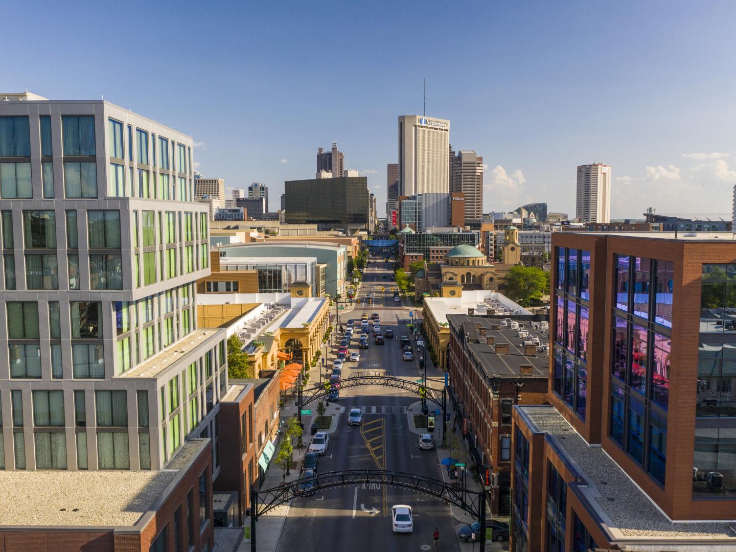 Aerial view of the Short North Arts District in Columbus, Ohio