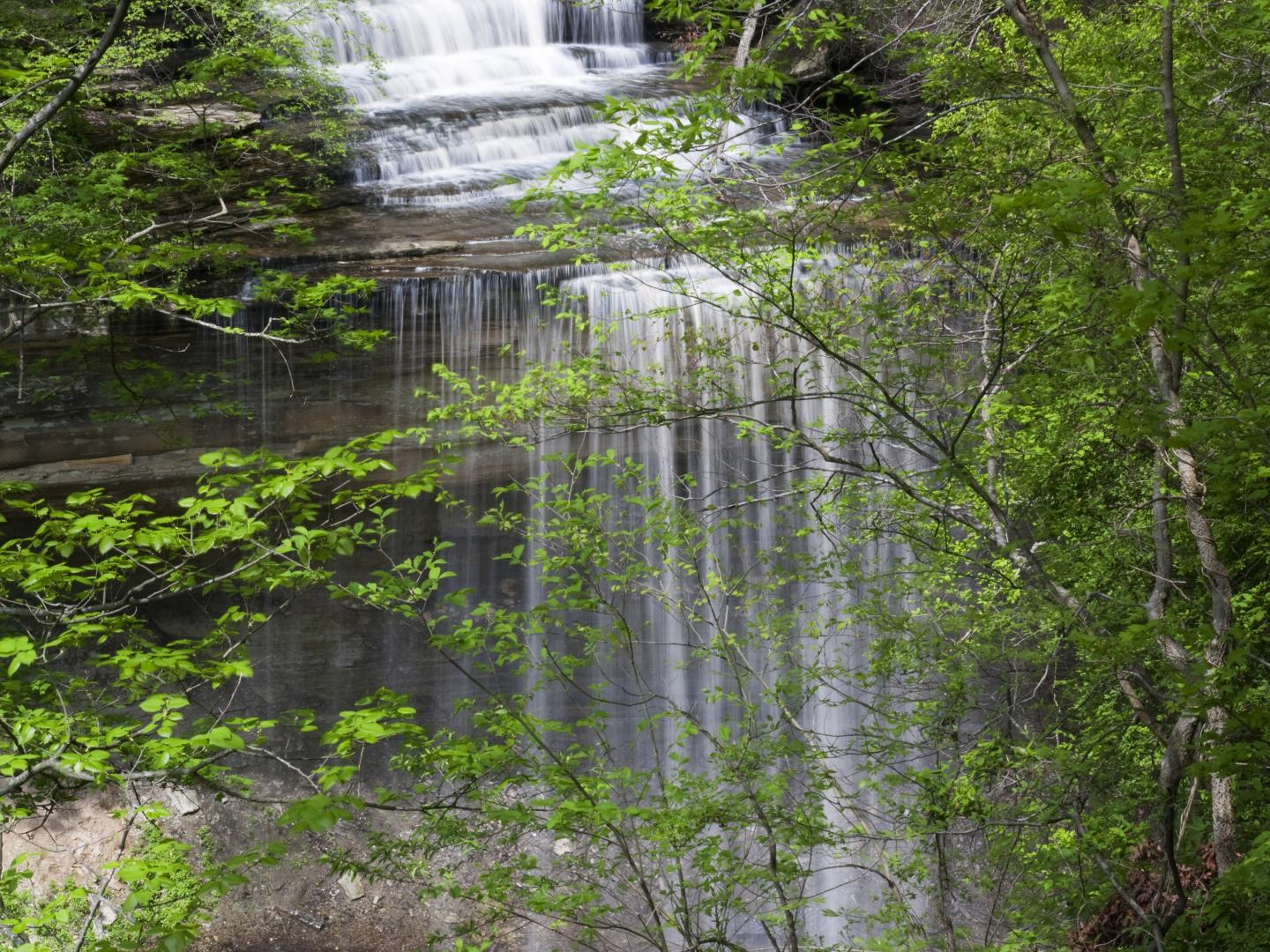 View of the cascades at Clifty Falls State Park in Madison, Indiana