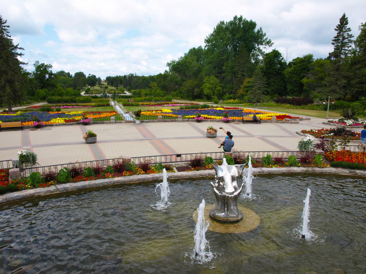 Visitors taking a selfie at International Peace Garden in North Dakota