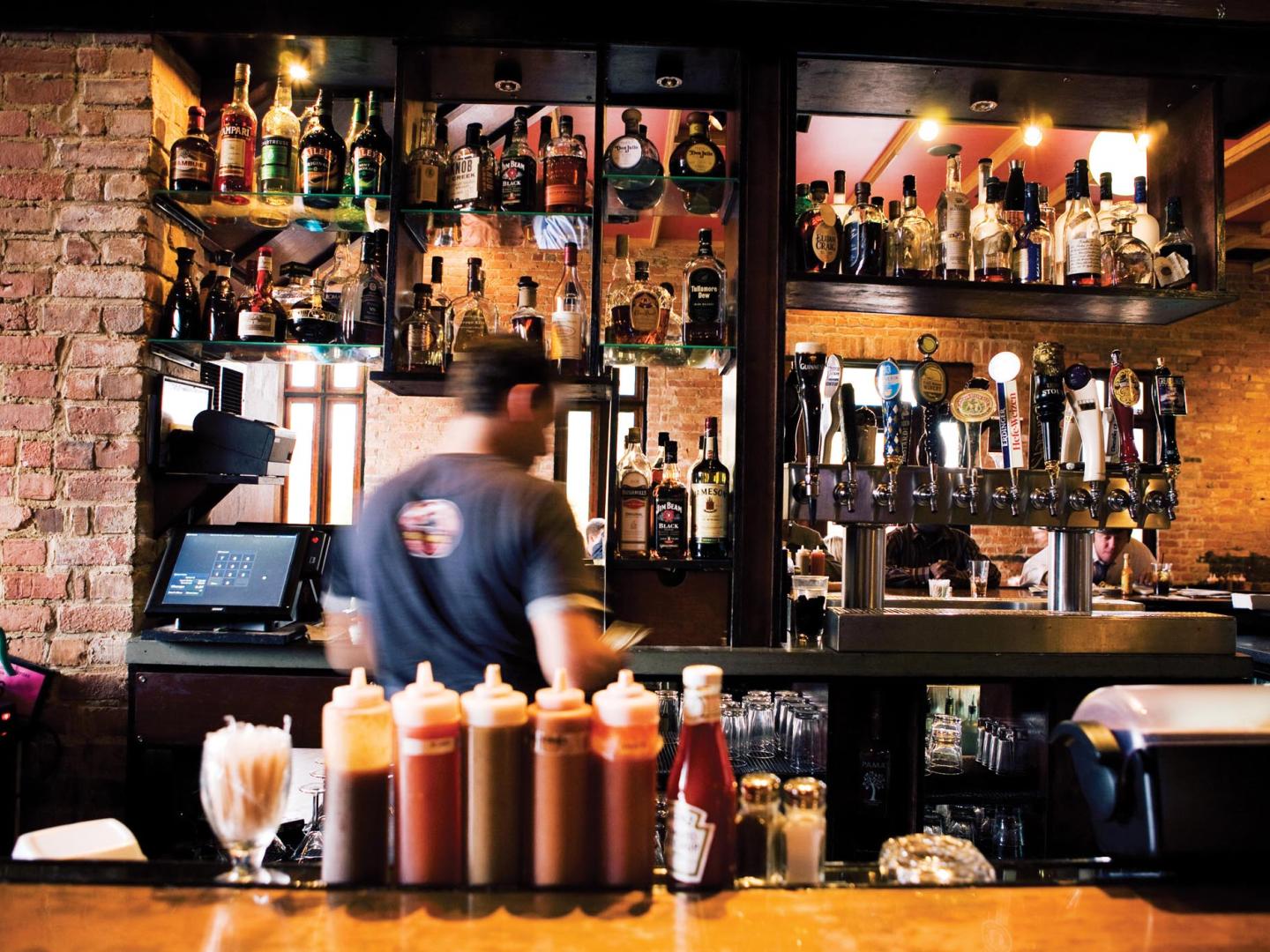 A bar in Detroit's Corktown neighborhood in Michigan