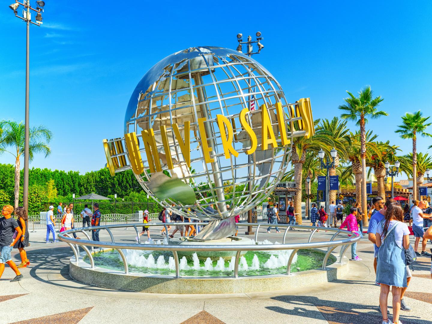 The iconic globe at Universal Studios Hollywood in California