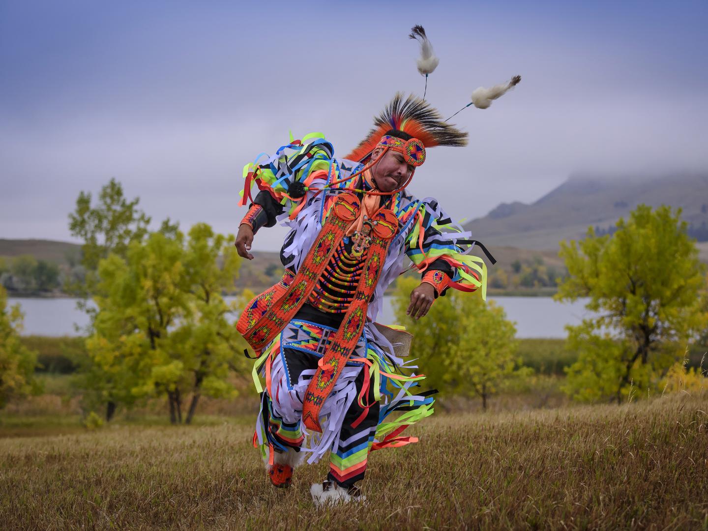 A dancer at a pow wow in South Dakota A dancer at a pow wow in South Dakota