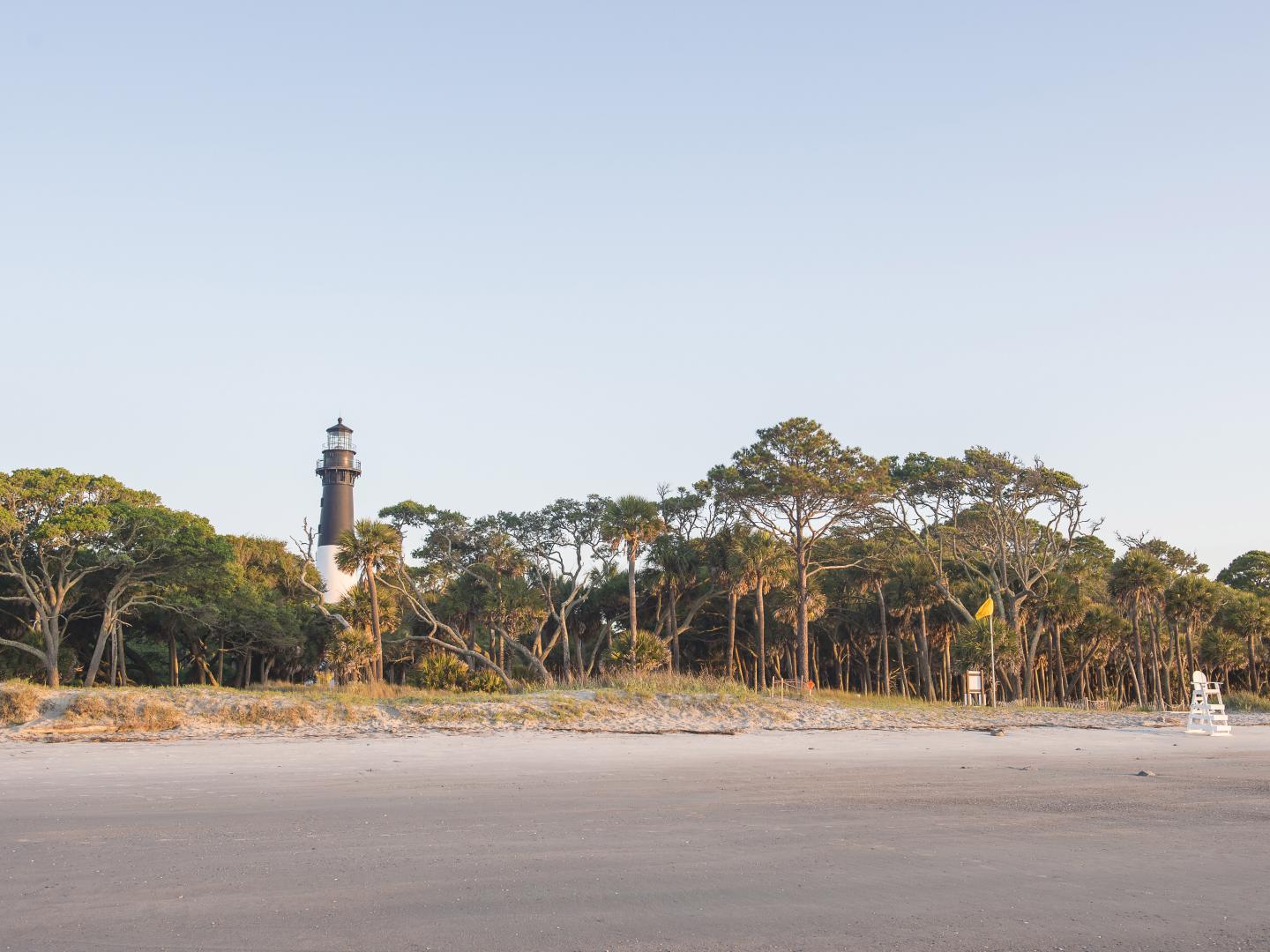The Hunting Island Lighthouse on the coast of South Carolina The Hunting Island Lighthouse on the coast of South Carolina
