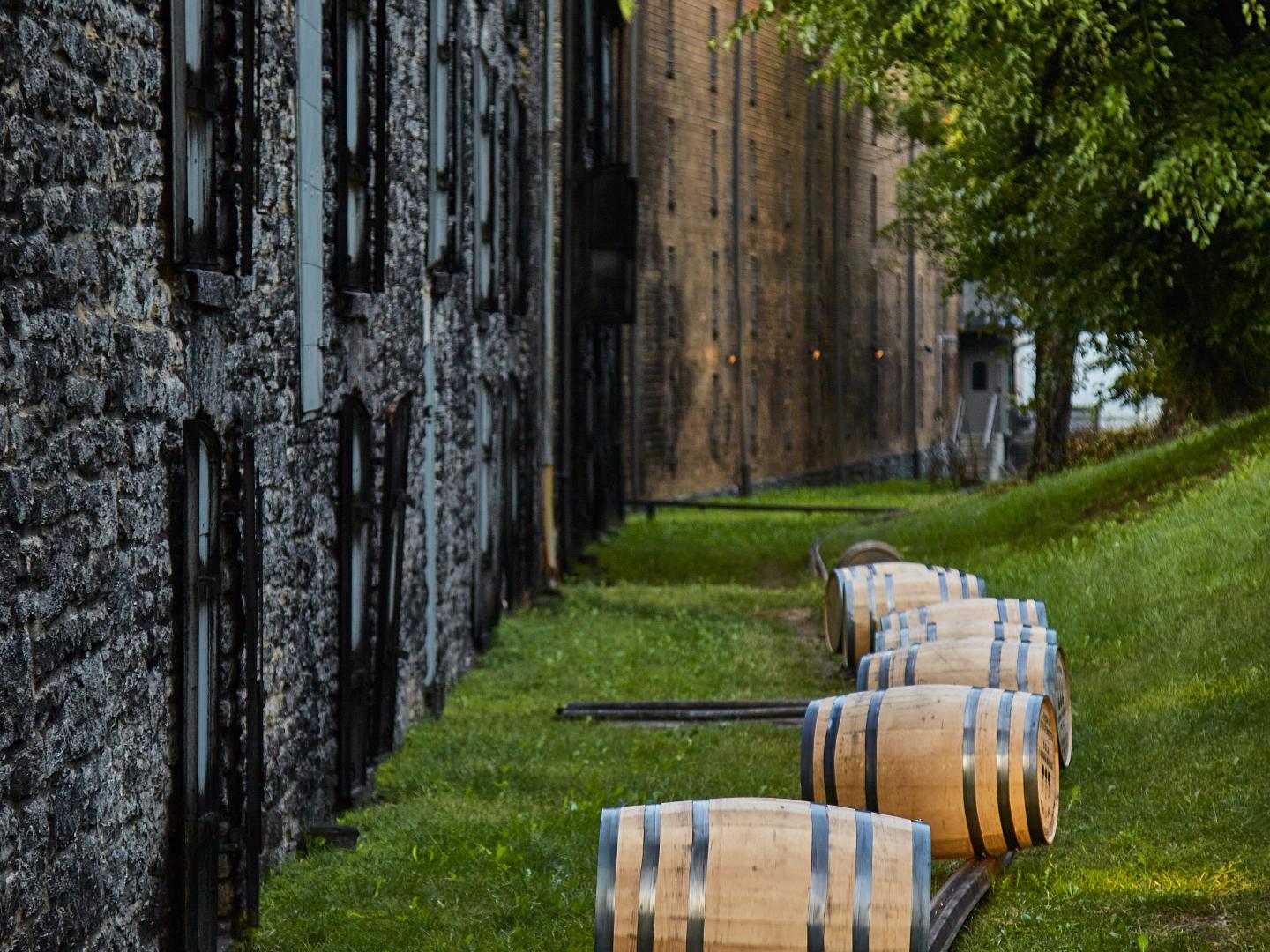 Bourbon barrels on display at Woodford Reserve Distillery in Versailles, Kentucky Bourbon barrels on display at Woodford Reserve Distillery in Versailles, Kentucky