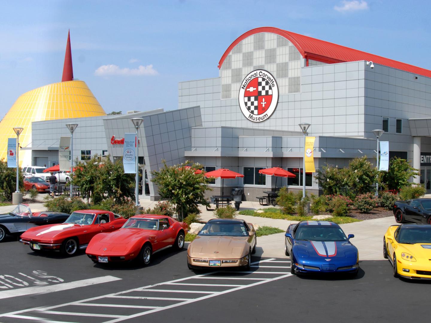 Corvettes outside the National Corvette Museum in Bowling Green, Kentucky