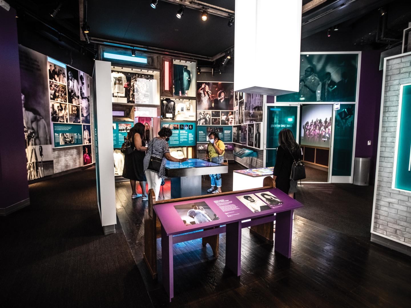 Viewing interactive exhibits at the National Museum of African American Music in Nashville, Tennessee