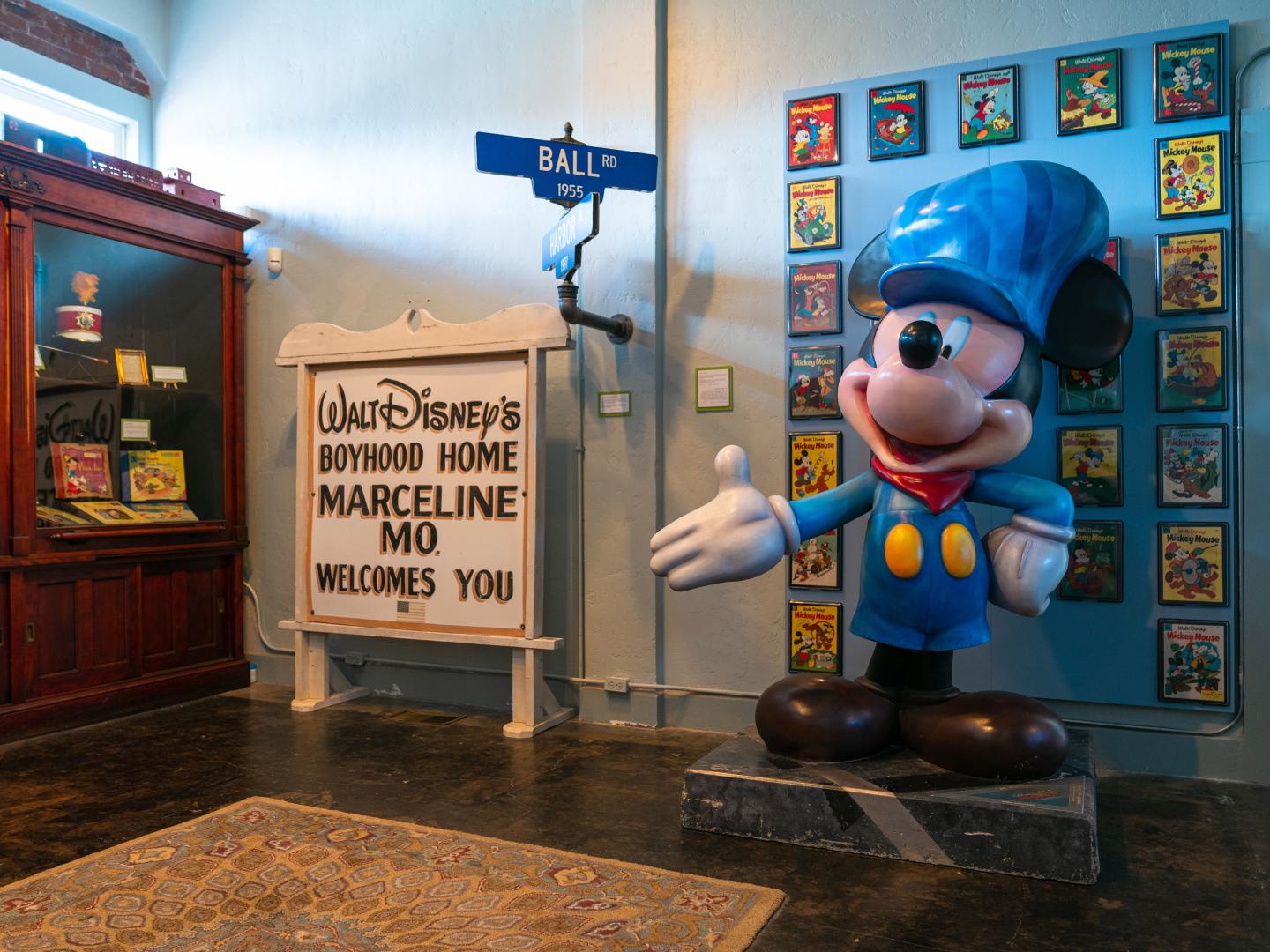Exhibits inside the Walt Disney Hometown Museum in Marceline, Missouri