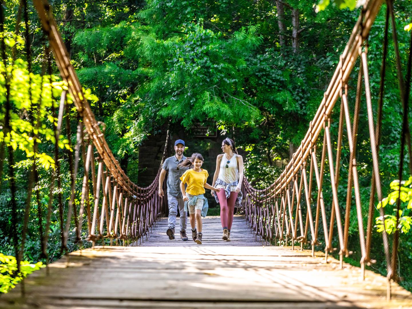 The swinging bridge at Tishomingo State Park in Mississippi
