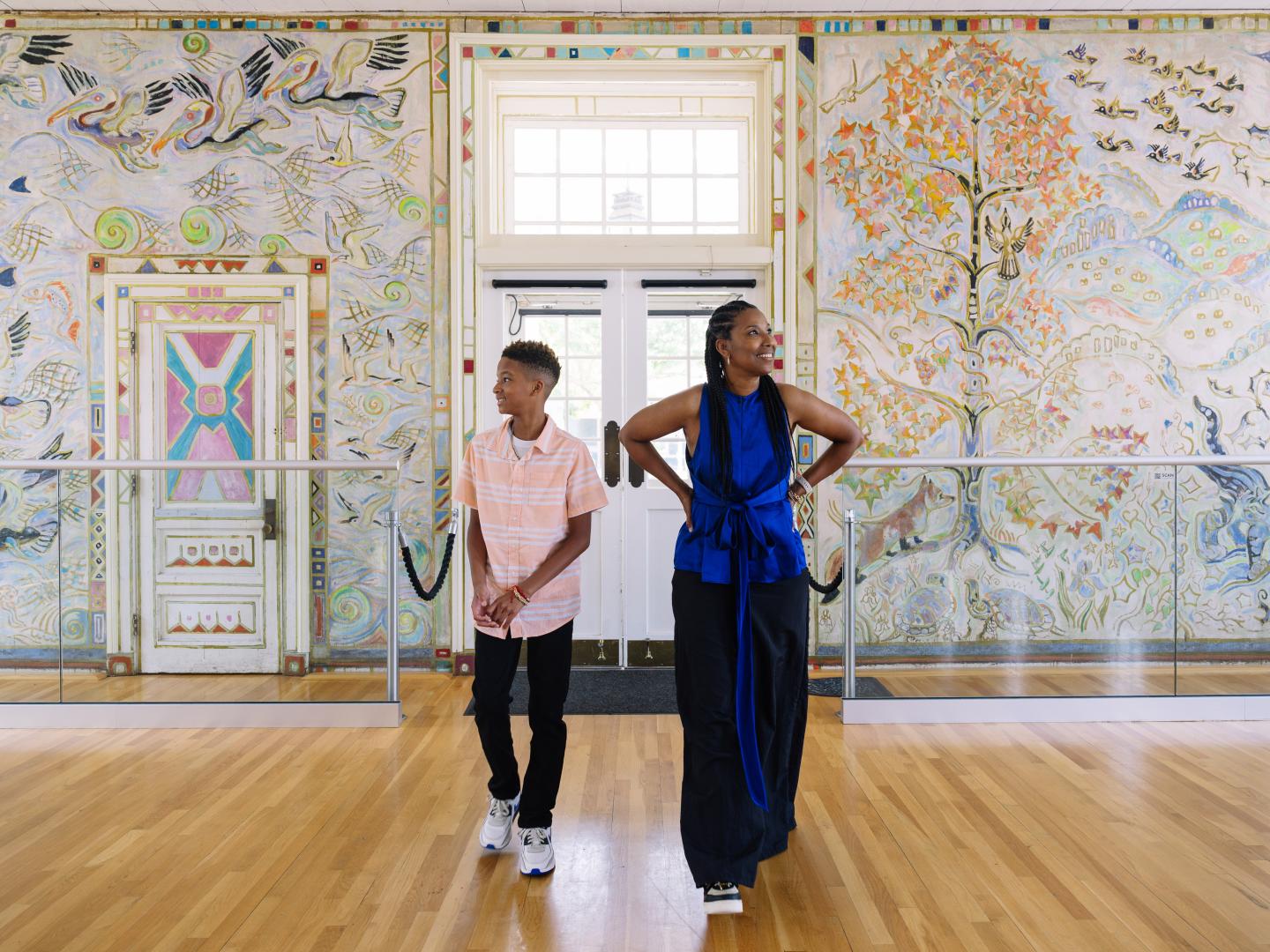 People admiring the contemporary paintings at the Walter Anderson Museum of Art