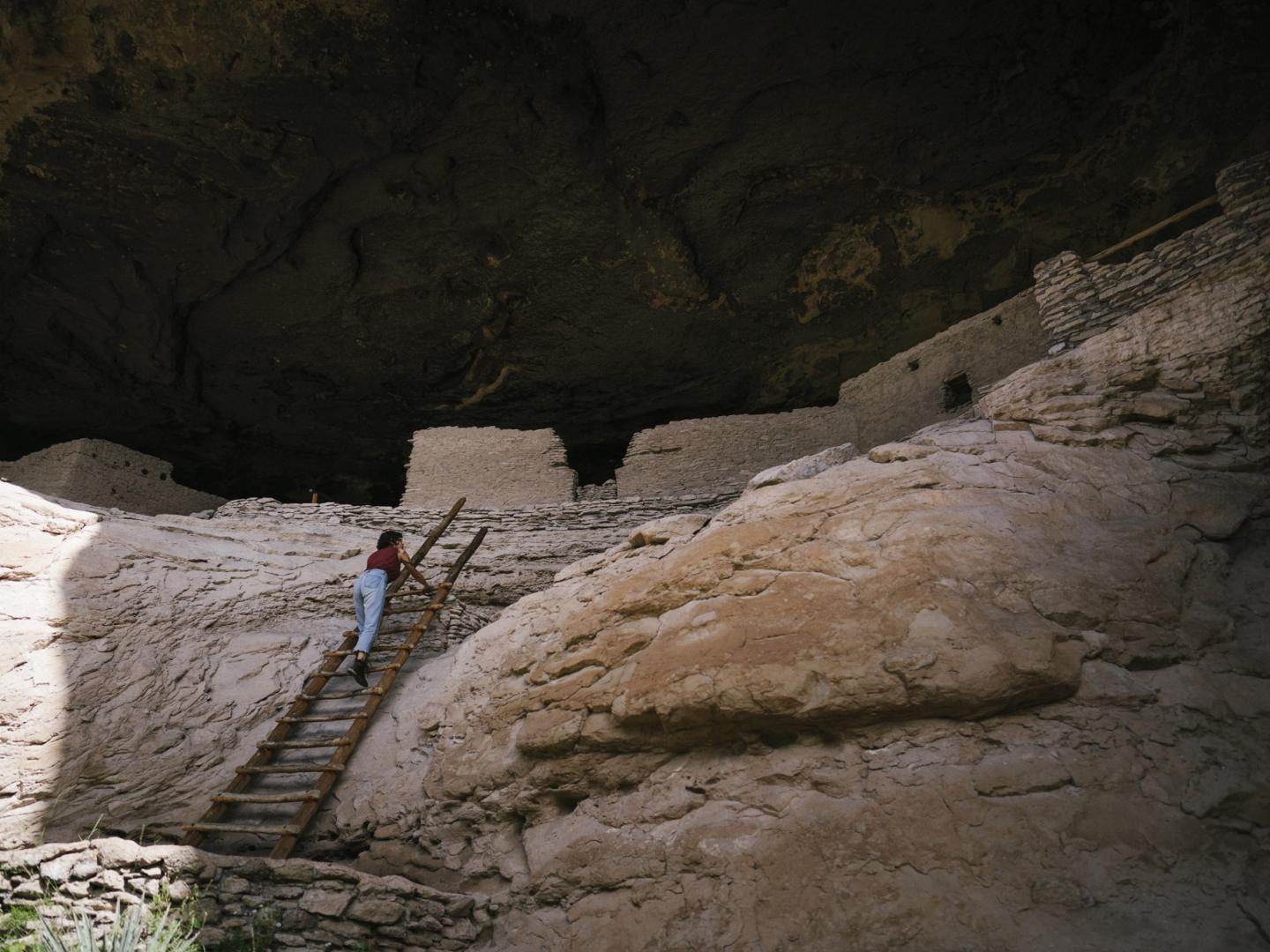 Exploring Gila Cliff Dwellings National Monument near Silver City, New Mexico