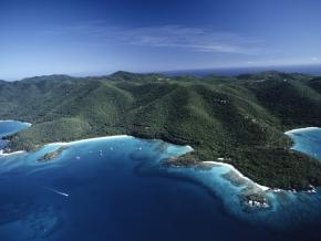 The undulating green hills of St. John