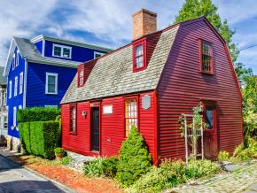 Colorful houses with character in an older neighborhood Colorful houses with character in an older neighborhood