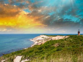 Coastal lighthouse sunset on Martha's Vineyard Coastal lighthouse sunset on Martha's Vineyard