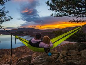 Watching a colorful sunset from a hammock overlooking Horsetooth Reservoir Watching a colorful sunset from a hammock overlooking Horsetooth Reservoir
