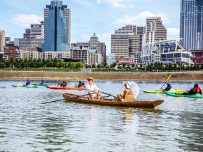 The annual Ohio River Paddlefest celebration in downtown Cincinnati, Ohio