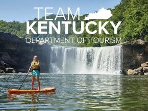A stand-up paddle boarding tour alongside thundering Cumberland Falls at Cumberland Falls State Resort Park in Kentucky