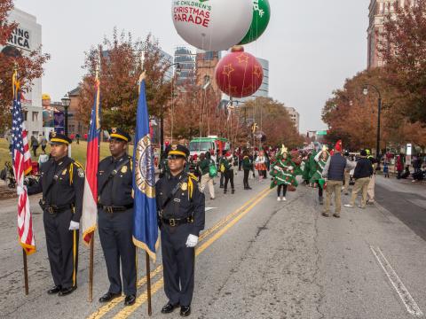 Part of the Atlanta Children’s Christmas Parade procession Part of the Atlanta Children’s Christmas Parade procession