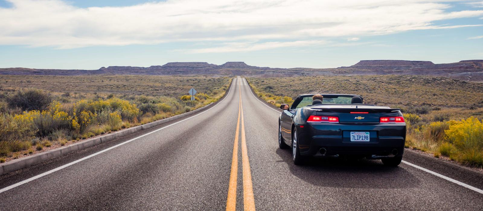Driving along Route 66 in Arizona