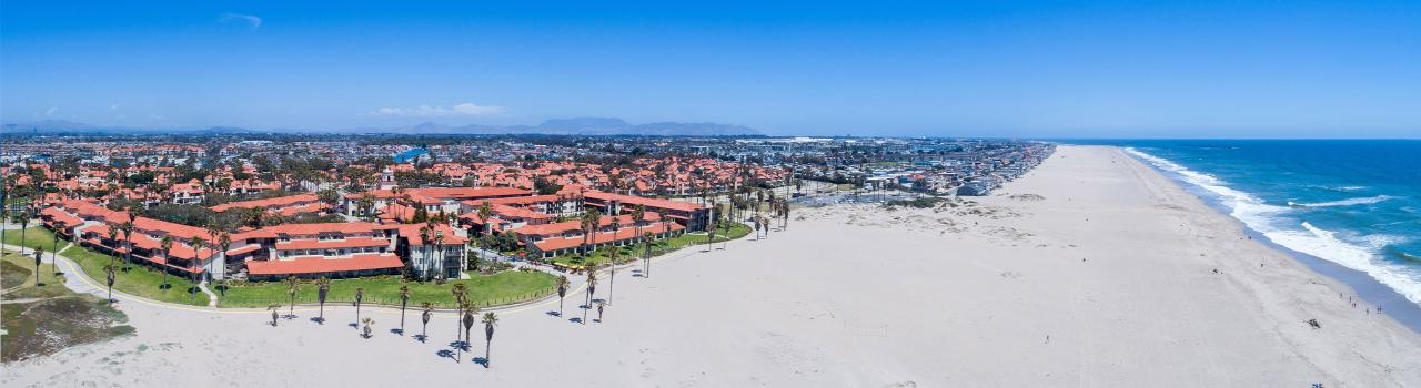 Aerial view of Oxnard, California, from the coastline Aerial view of Oxnard, California, from the coastline