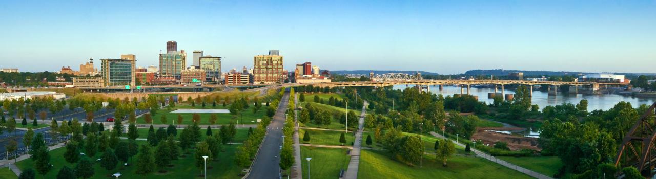 Panoramic aerial view of Little Rock, Arkansas