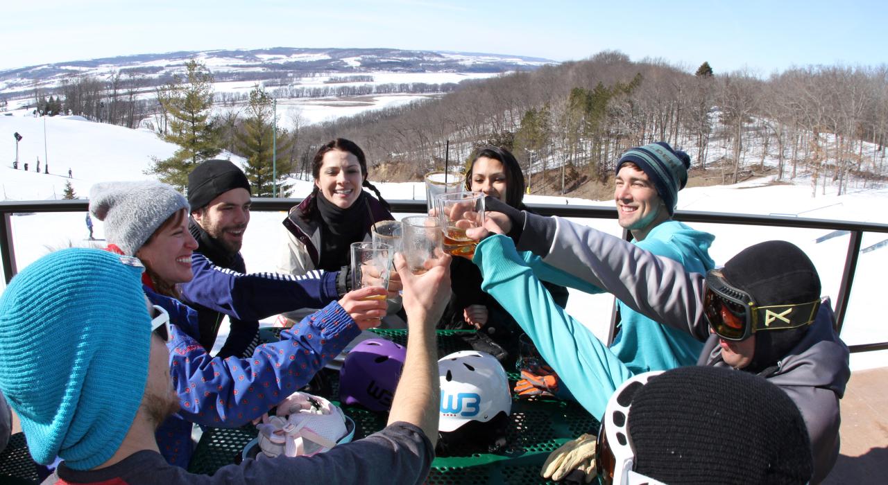 Toasting to a fun day spent on the slopes at Chestnut Mountain Resort