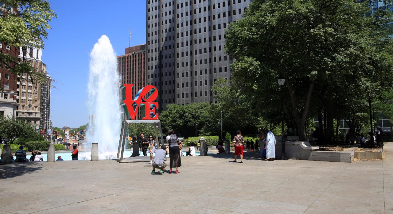John F. Kennedy Plaza, better known as LOVE Park for this iconic statue, in Philadelphia, Pennsylvania