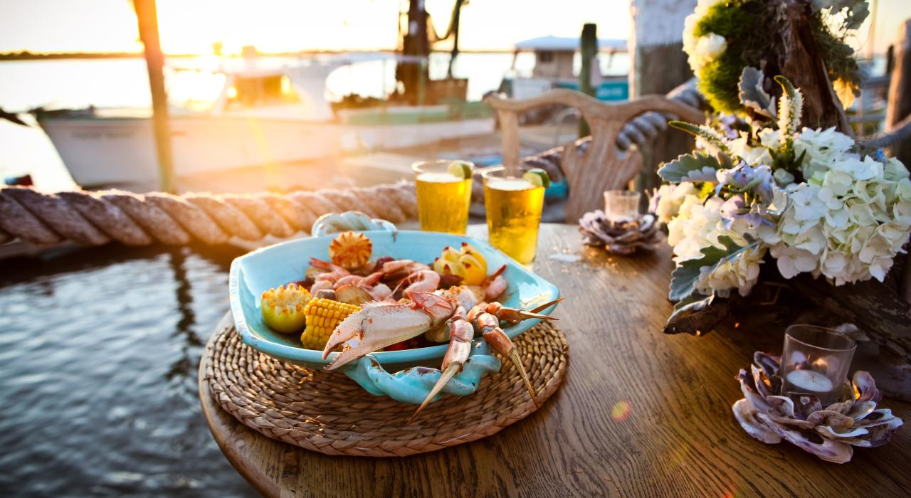 Fresh seafood served along the river