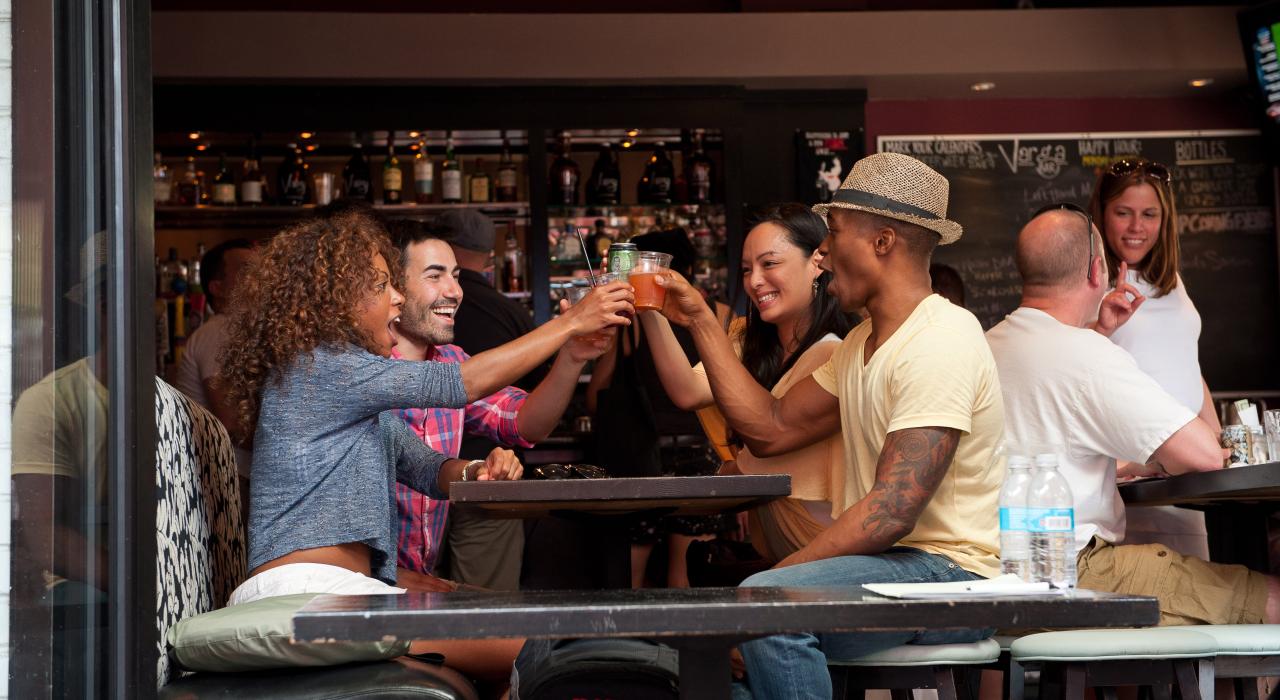 Gathering with friends in downtown Philadelphia, Pennsylvania