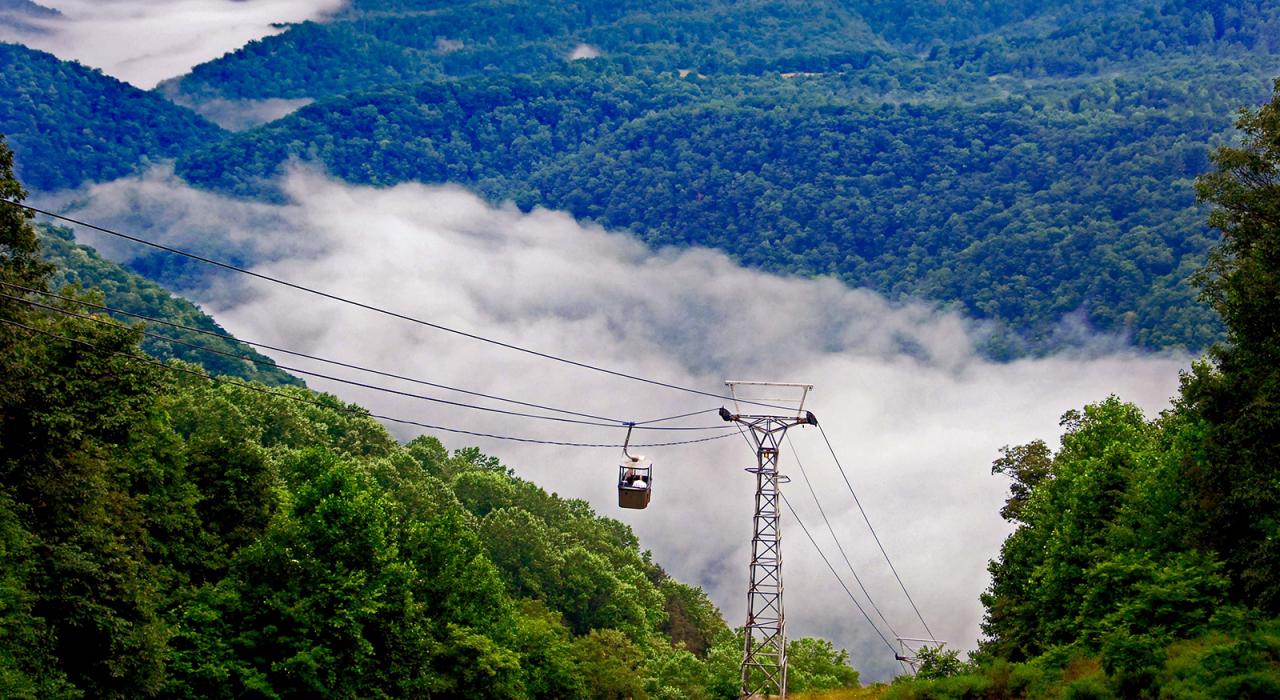 西維吉尼亞州派普斯特姆附近的藍石河谷空中纜車