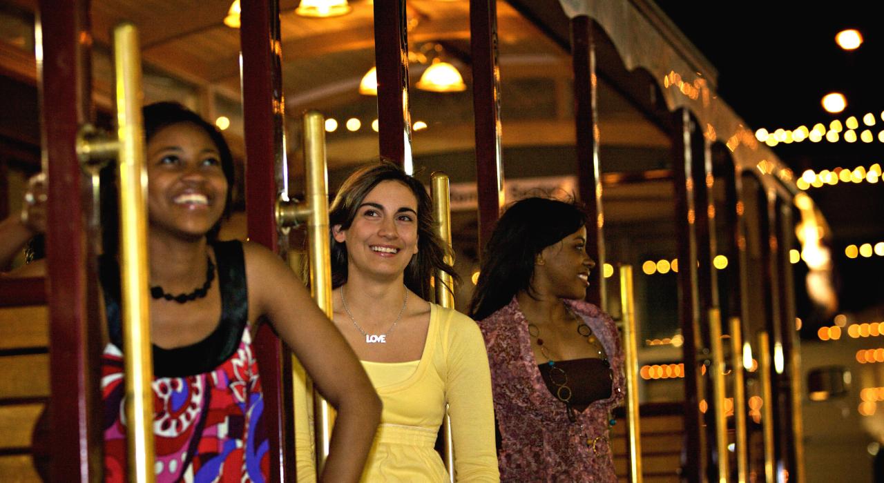 Riding the Magnolia Belle Trolley at Louisiana Boardwalk