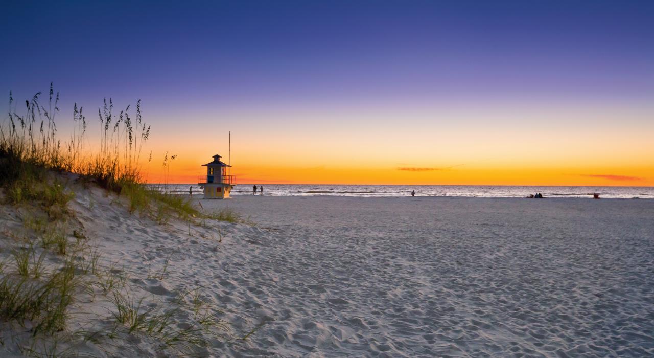 The sugary sands at sunset
