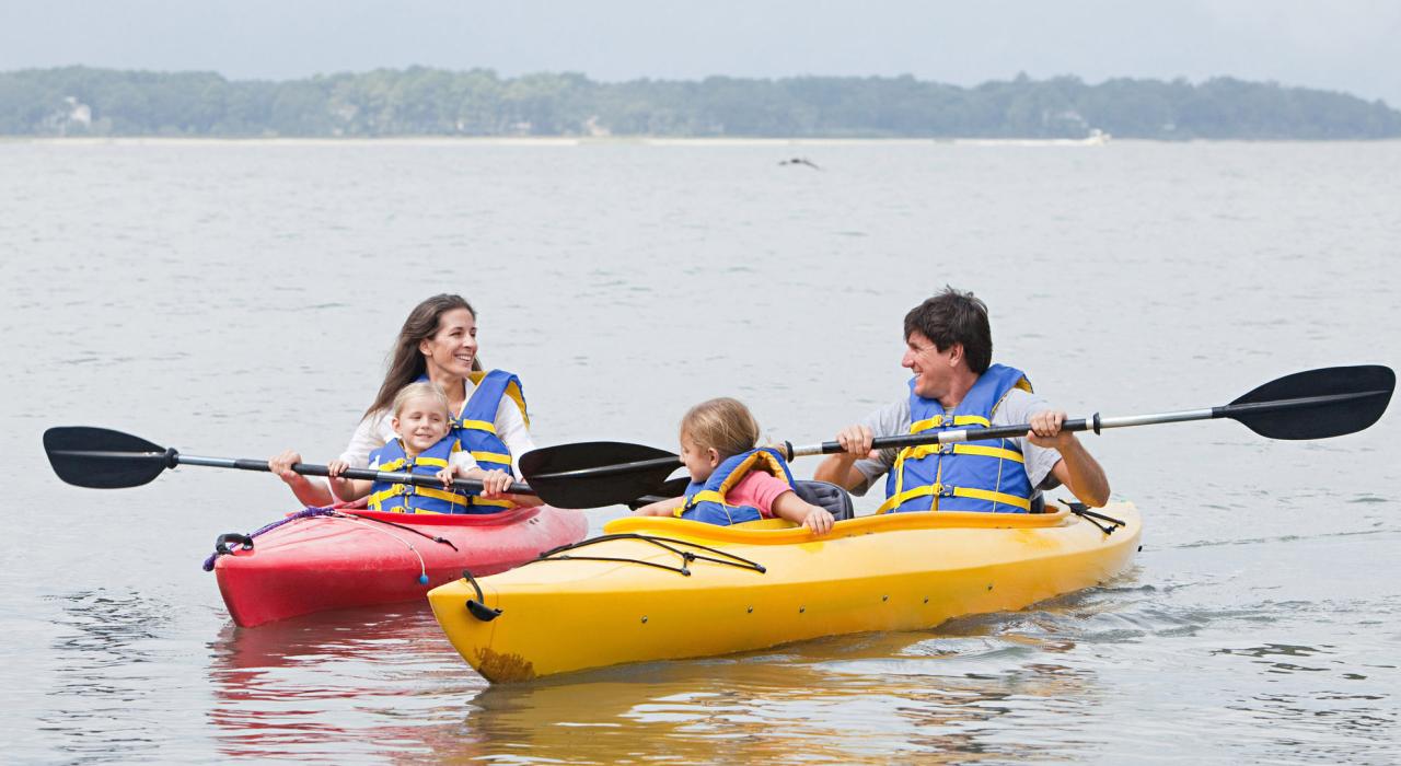 Enjoying a family kayak outing