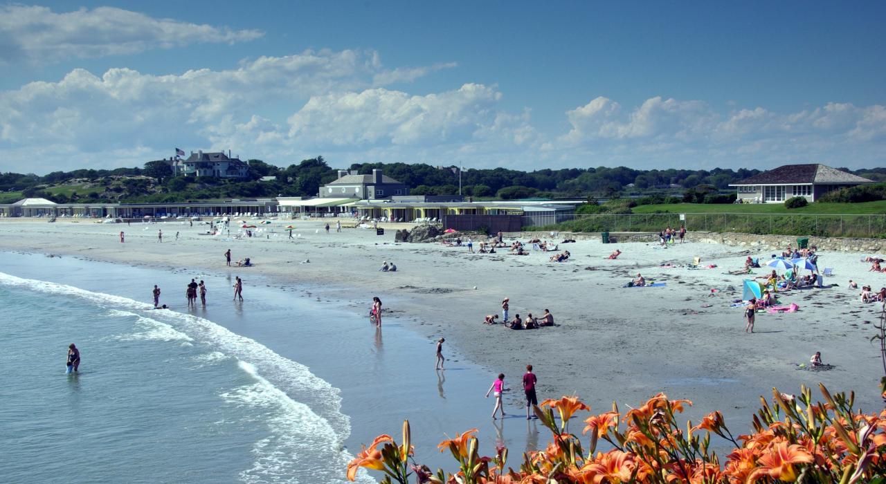 Enjoying sun, sand and surf at Bailey's Beach