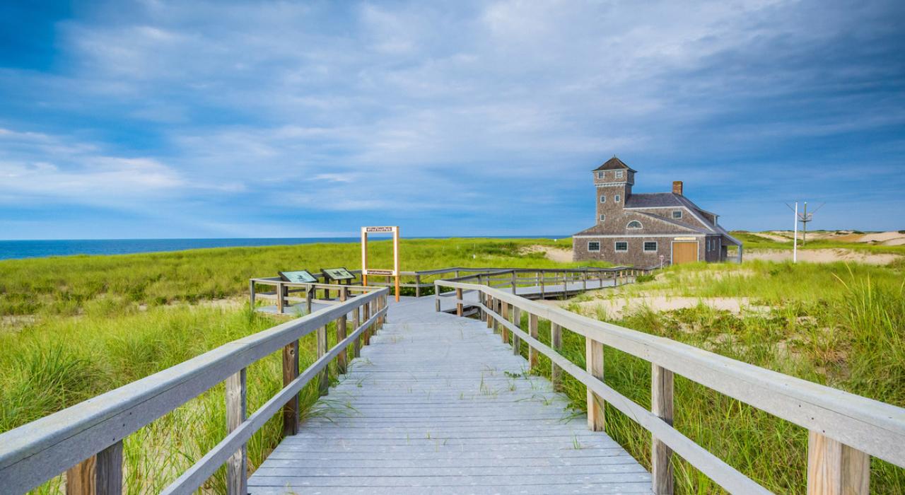A boardwalk leads to the Old Harbor U.S. Life Saving Station at Race Point