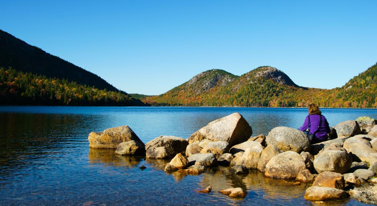 Reflecting at Jordan Pond in Acadia National Park