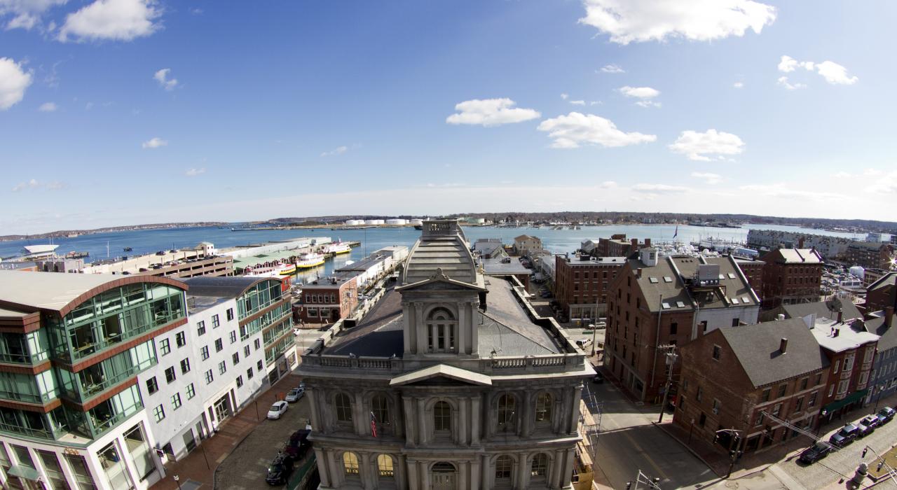 魚眼效果的舊港區市中心景色 魚眼效果的舊港區市中心景色