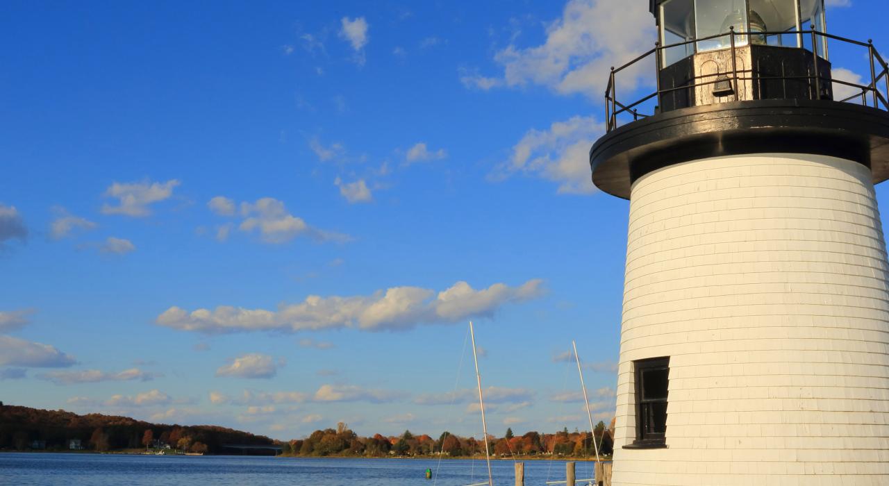 Historic lighthouse in Mystic Seaport
