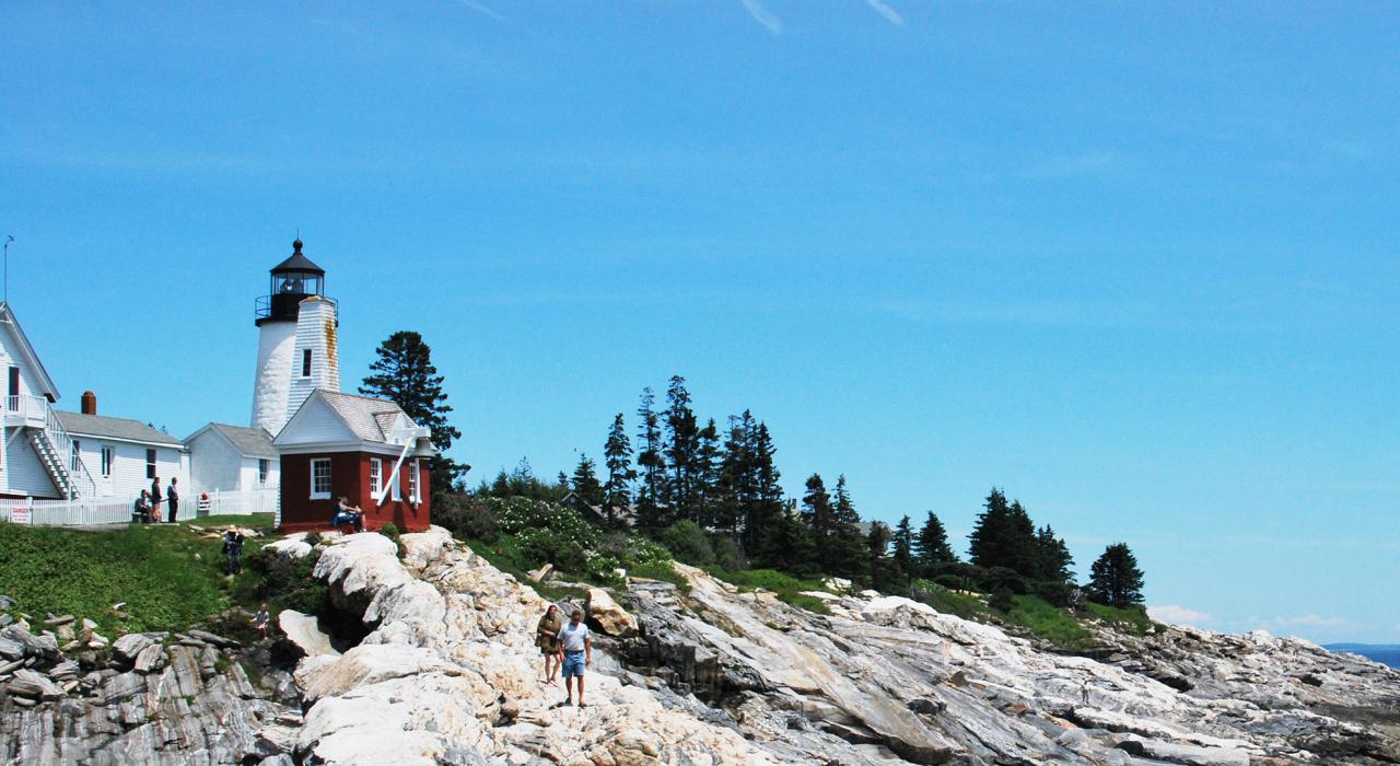 The historic Pemaquid Point Light, Fisherman’s Museum and Keepers House in Bristol