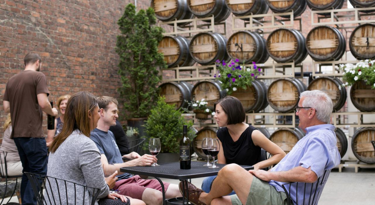 Enjoying al fresco wine and conversation at Barrister Winery Enjoying al fresco wine and conversation at Barrister Winery